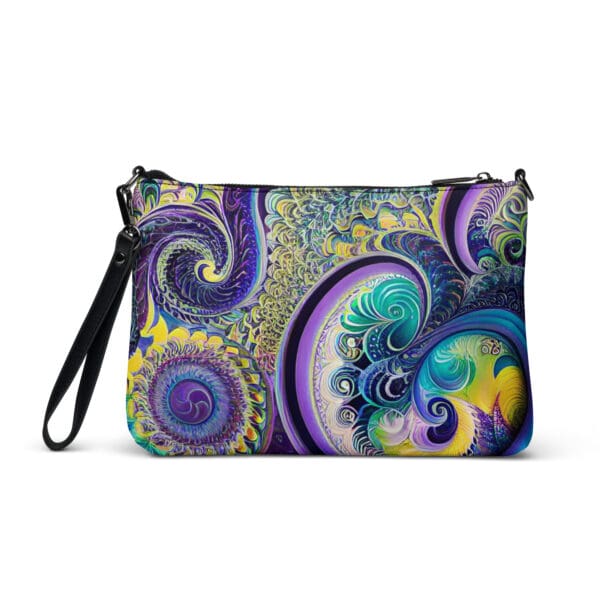 A colorful abstract design on a purse.