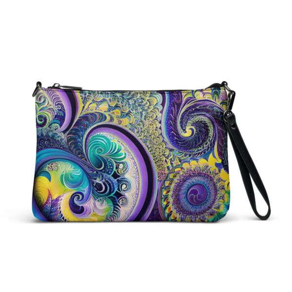 A colorful abstract design on a purse.