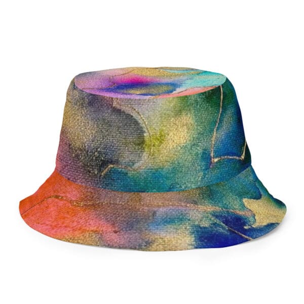 A colorful bucket hat with an abstract design.