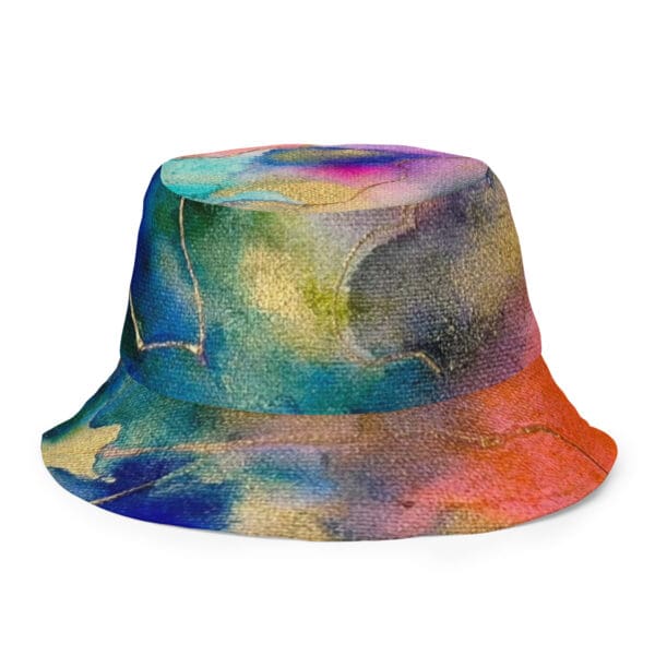 A colorful bucket hat with an abstract design.