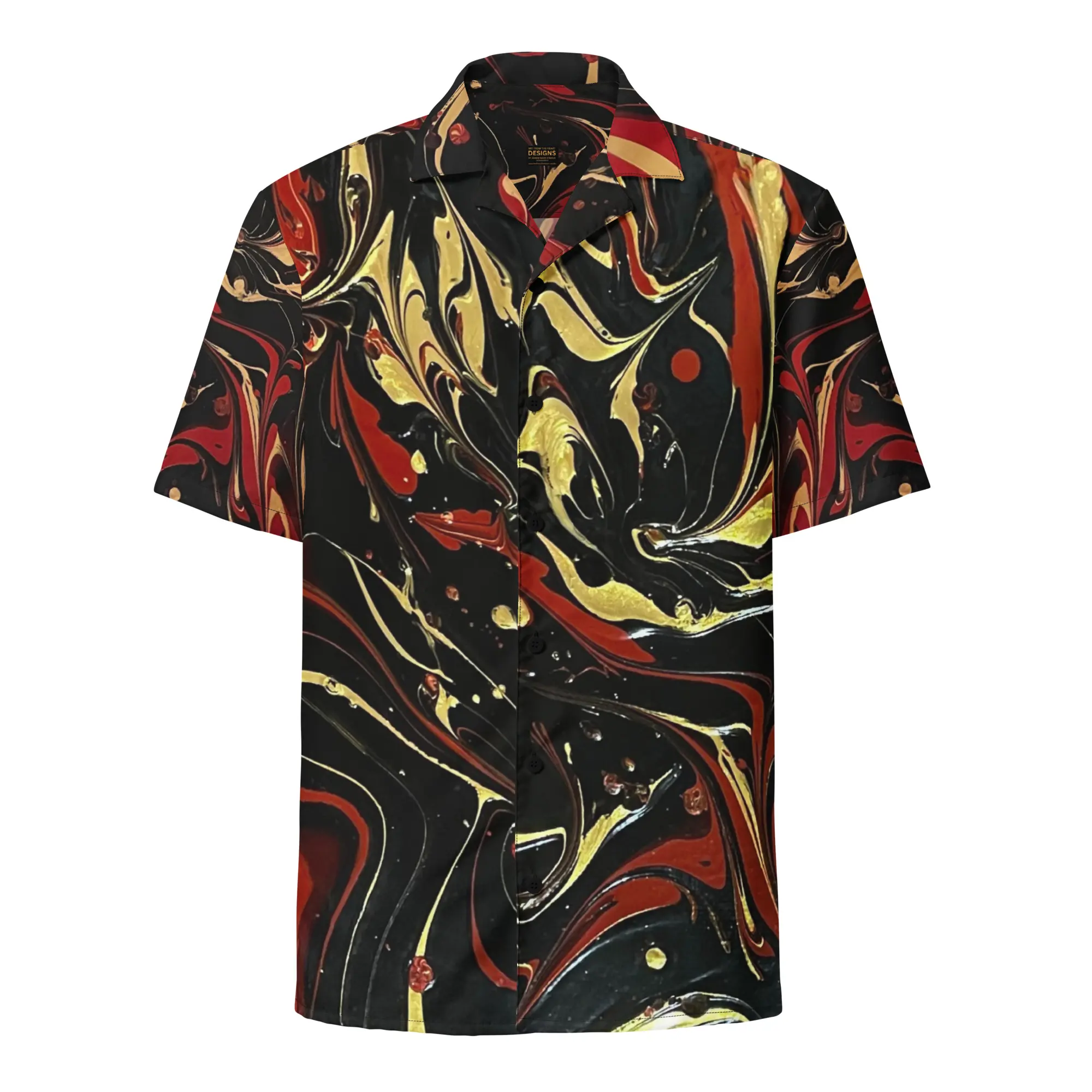 A shirt with an abstract painting on it