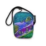 A bag with a painting of a colorful landscape.