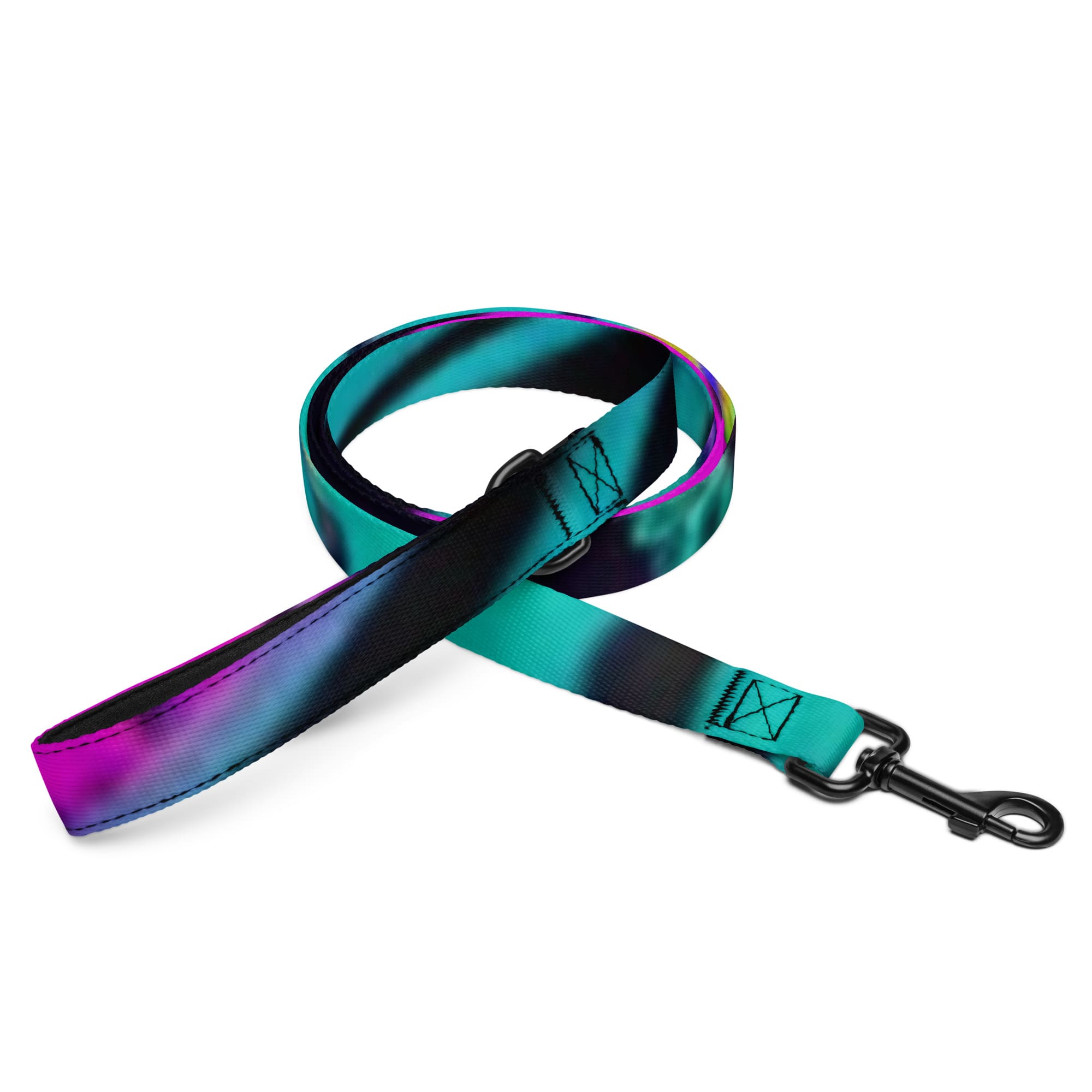 A dog leash that is purple and blue.