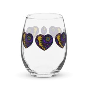 A glass with three hearts on it