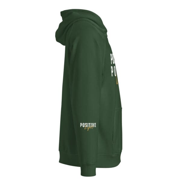 A green hoodie with the words " oregon " on it.