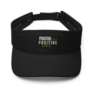 A black visor with the words " positive " and " positive life."