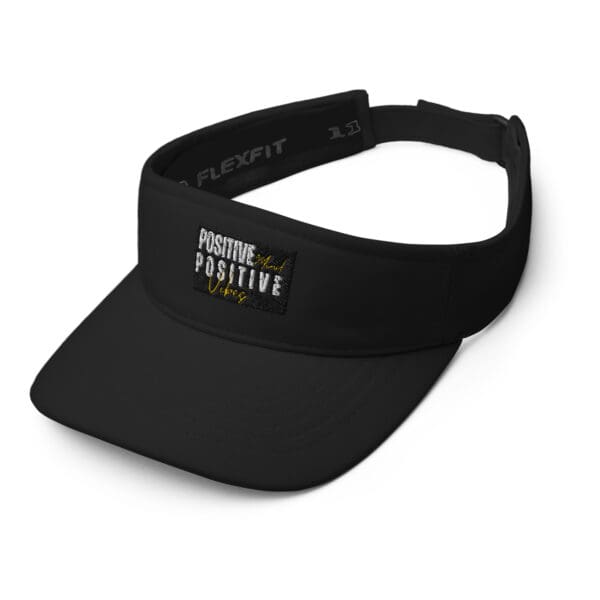 A black visor with positive sunshine written on it.