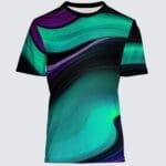 Abstract colorful patterned t-shirt design.