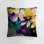 Colorful floral decorative pillow design.