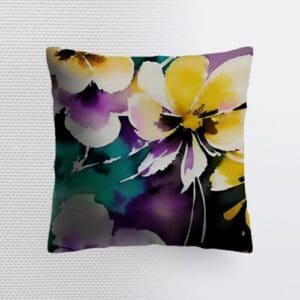 Colorful floral decorative pillow design.