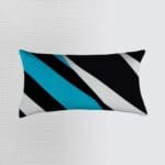 Decorative pillow with geometric stripes design.