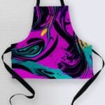 Vibrant abstract design on a cooking apron.