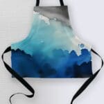 Blue and gray watercolor design apron.