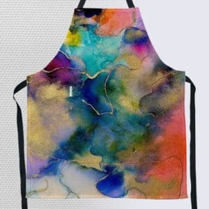 Colorful abstract design on an apron.