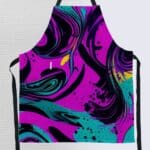 Colorful abstract design on a cooking apron.