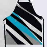 Colorful kitchen apron with geometric patterns.