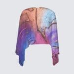 Colorful abstract patterned shawl or wrap.