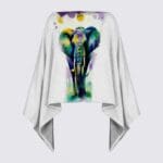 Colorful elephant design on white fabric.
