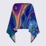 Colorful abstract patterned scarf design.