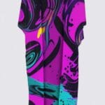 Colorful abstract patterned kimono-style garment.