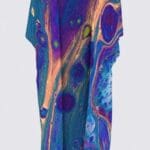 Colorful abstract kimono with vibrant patterns.
