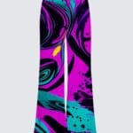 Colorful patterned wide-leg pants design.