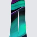 Colorful abstract patterned wide-leg pants.