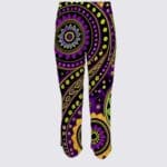 Colorful patterned pants with geometric designs.