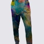 Colorful abstract design on stylish sweatpants.
