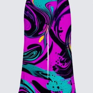 Colorful abstract patterned maxi skirt design.