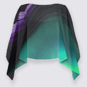 Colorful abstract patterned shawl or cape.