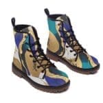 Colorful patterned ankle boots with laces.