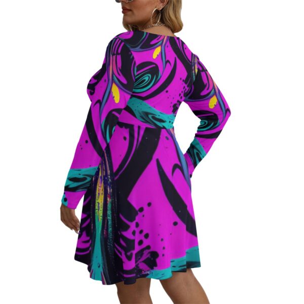 Purple abstract print skater dress.