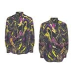 Abstract swirl pattern long-sleeve shirt.