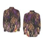 Colorful abstract patterned shirt design.