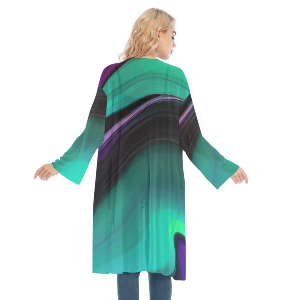 Woman's teal abstract print kimono.