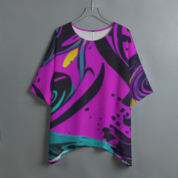 Purple abstract print women's top.