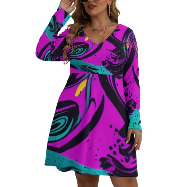 Purple abstract print skater dress.