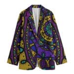 Colorful patterned women's blazer.