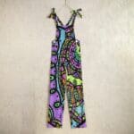 Colorful patterned overall jumpsuit.