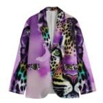 Purple leopard print blazer jacket.