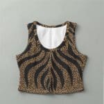 Brown and black leopard print crop top.
