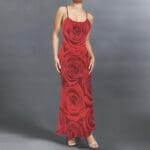 Red rose maxi dress, spaghetti straps.