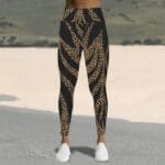 Brown and black zebra-print leggings.