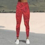 Red rose print leggings.