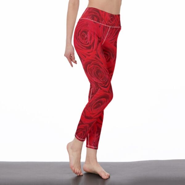 Women’s High-Waisted Yoga Pants Sizes XS-5XL in Roses Are Red - Image 2