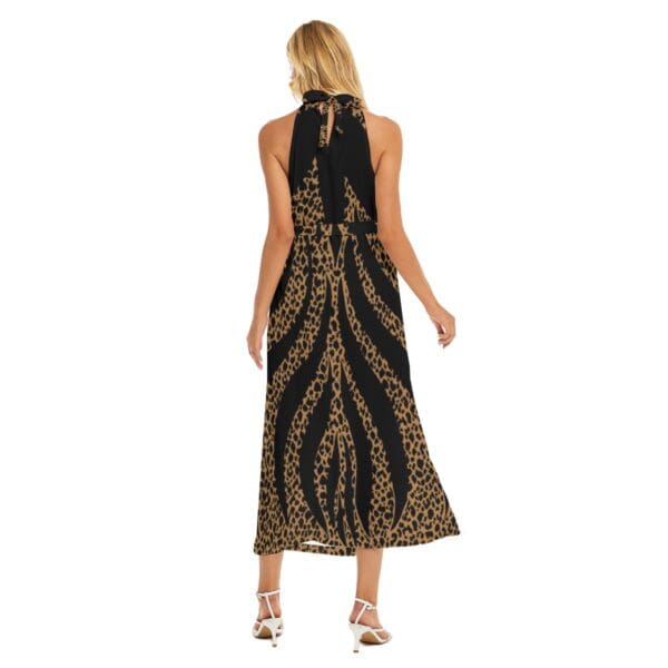 Black and brown leopard print midi dress.