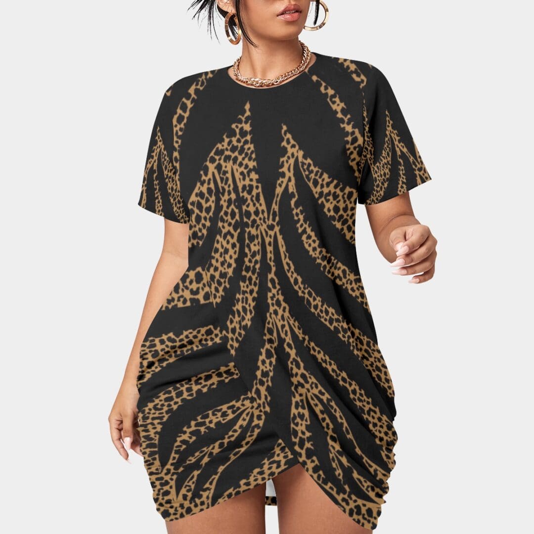 Leopard print mini t-shirt dress.