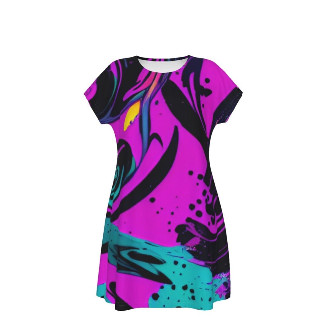 Abstract print short sleeve dress.