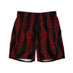 Red and black leopard print shorts.
